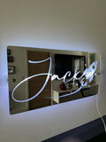 Personalised Name Mirror - Name And Space Rocket Gift - Personalised Gift Studio