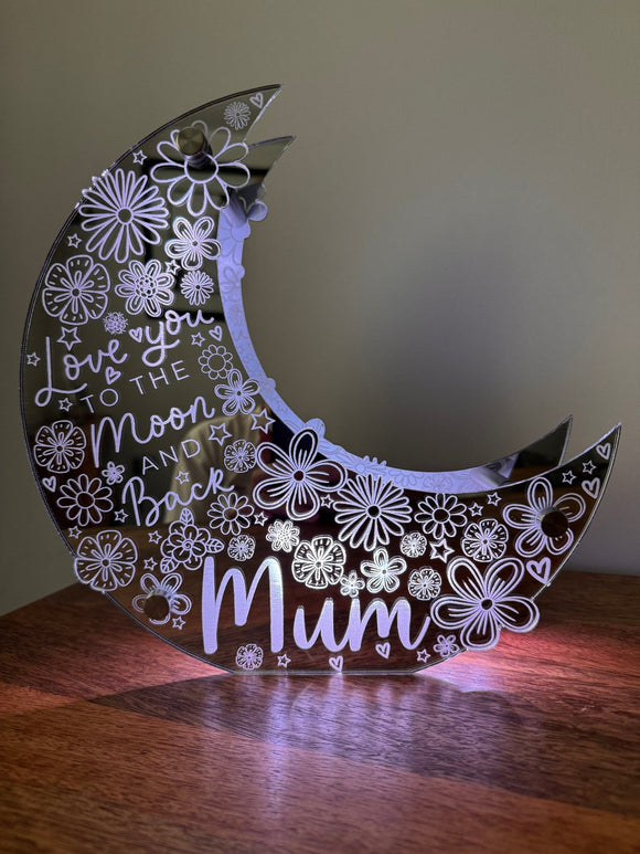 Blooming Crescent Flower Moon Lamp - A Perfect Mother's Day Gift - Personalised Gift Studio