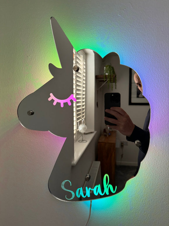 Enchanted Unicorn Gift- Light Up Unicorn Mirror - Personalised Gift Studio