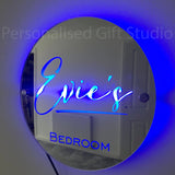Personalised Name Mirror - Light Up Circle Mirror - Personalised Gift Studio
