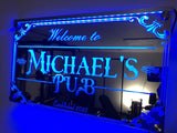 Personalised Pub Mirror | Engraved With Your Pub Name | Lights Up Unlimited Colours - Personalised Gift Studio