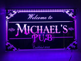 Personalised Pub Mirror | Engraved With Your Pub Name | Lights Up Unlimited Colours - Personalised Gift Studio